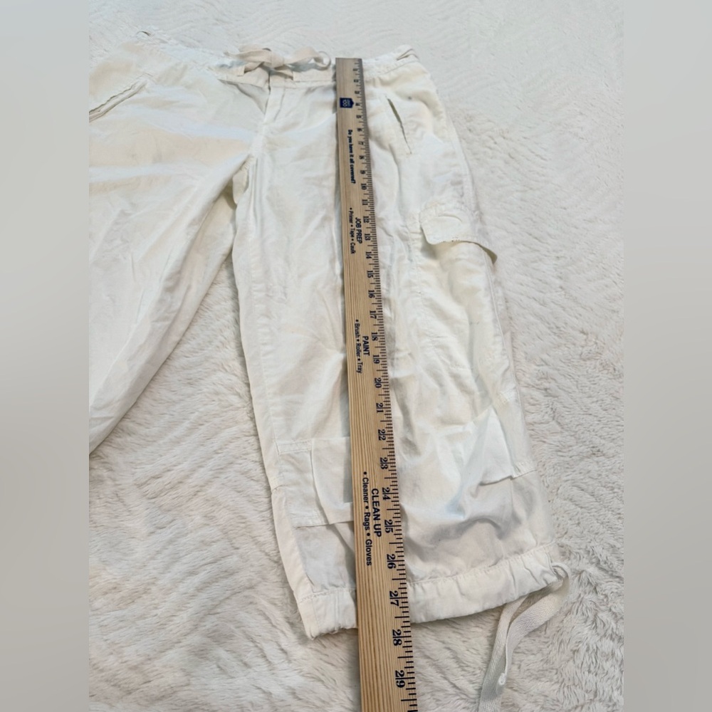 Norma Kamali White Cargo Capri Pants Womens Sz 4 100% Cotton Adjustable Y2K - Picture 9 of 12